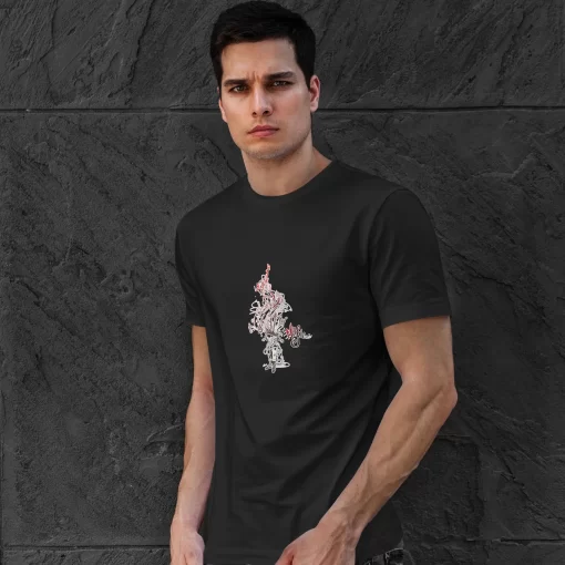 Boy Listens Music Cartoon Round Neck Half Sleeve Music T-Shirt