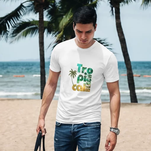 Tropical Beach Summer Round Neck Half Sleeve Travel T-Shirt - Image 2