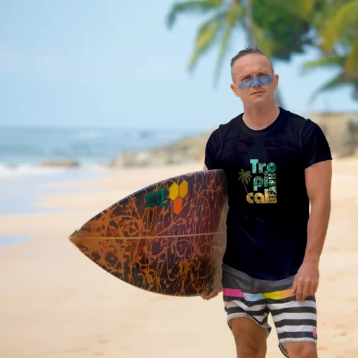 Tropical Beach Summer Round Neck Half Sleeve Travel T-Shirt - Image 3
